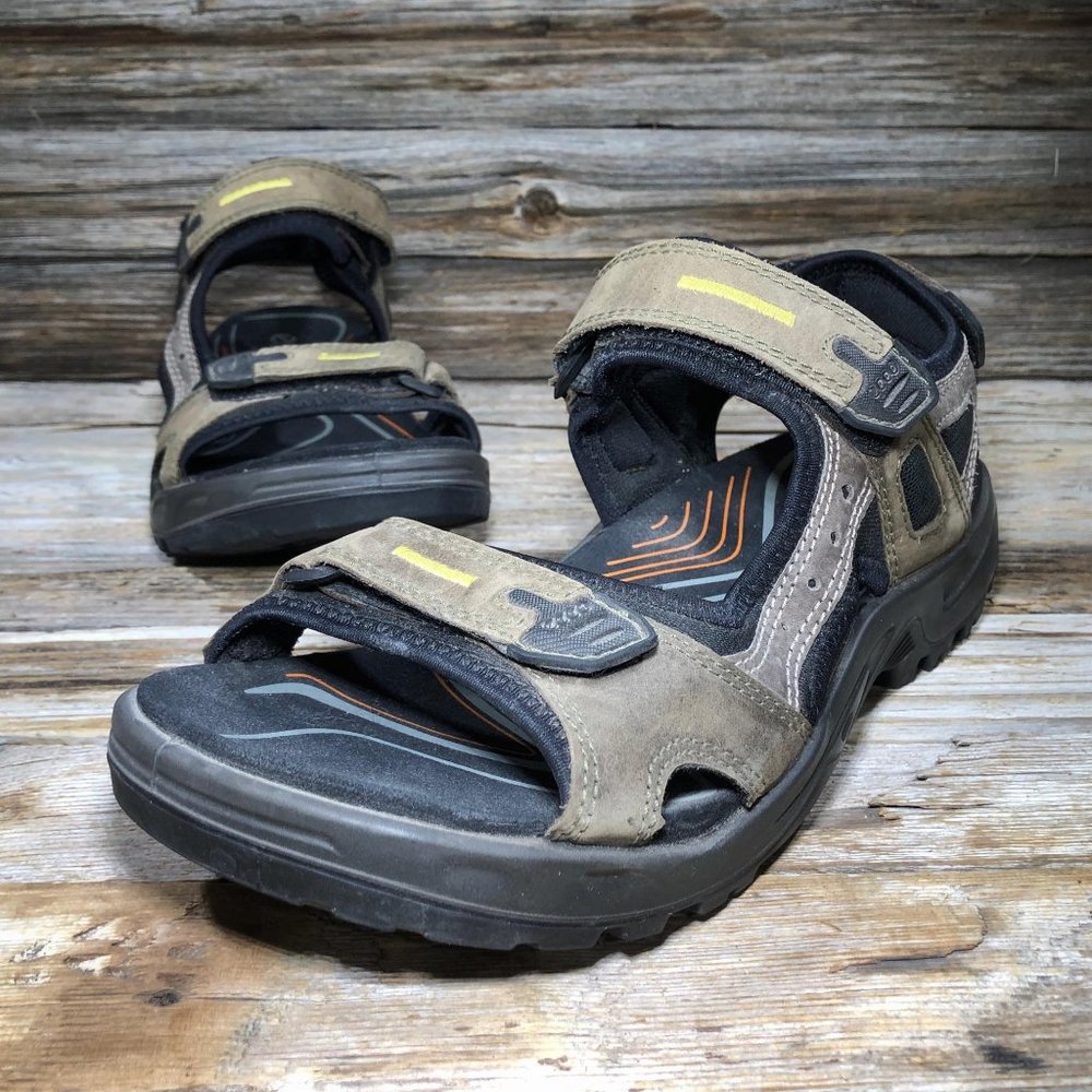 ECCO Yucatan Outdoor Hiking Nubuck Sandals Men 7 - Picture 1 of 9